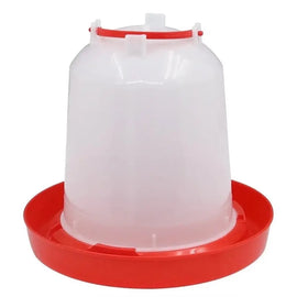 L'abreuvoir siphoïde de 6 litres sur fond blanc, cône translucide et coupelle rouge vissée