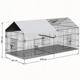 Plan coté de l'enclos tunnel : 218 cm de long, 101 cm de large, 101 cm de haut