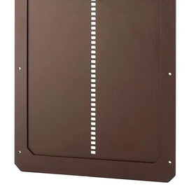 Porte automatique de poulailler compacte, panneau brun à ouverture programmée vu de face