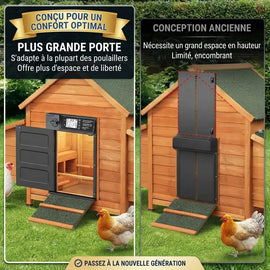 La porte rotative comparée à une porte coulissante qui demande du dégagement en hauteur