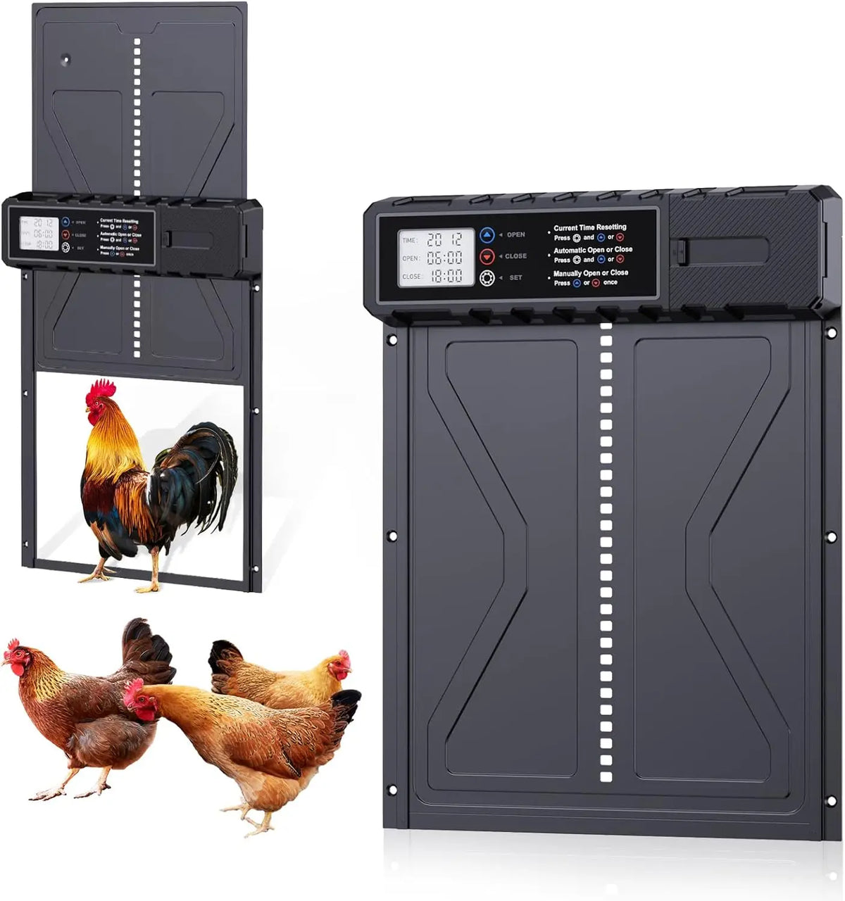 Les quatre versions de la porte à écran étanche, avec et sans molette de secours
