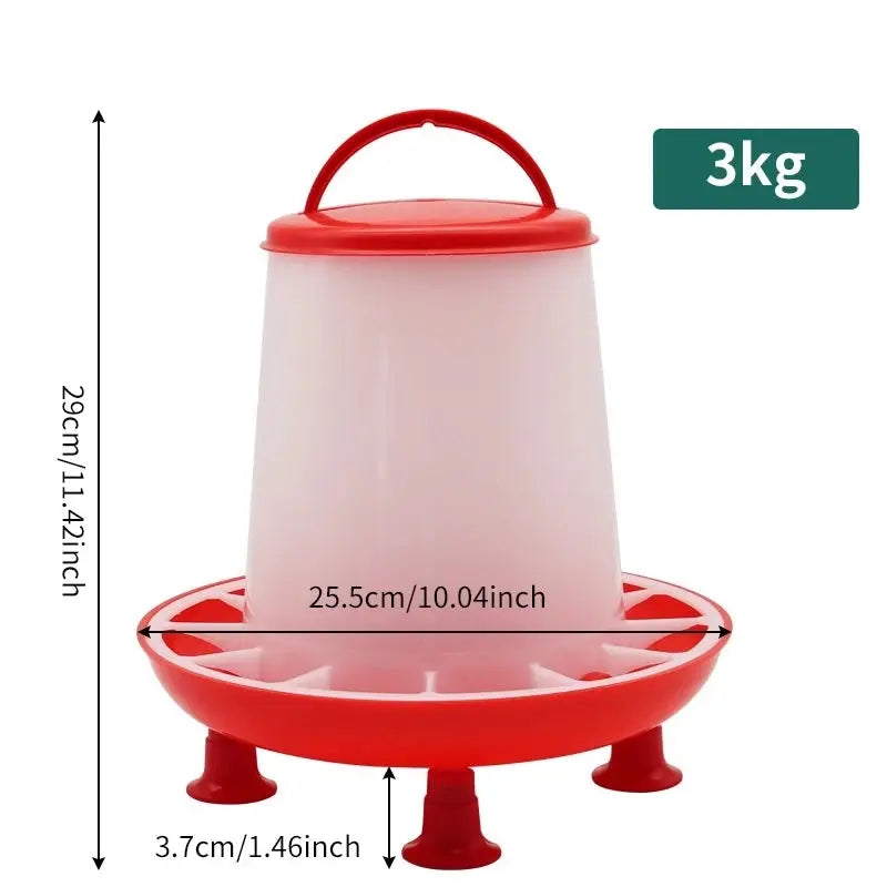 Dimensions de la trémie 3 kg : 29 cm de haut, base de 25,5 cm, pieds de 3,7 cm